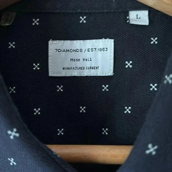 7 Diamonds Shirt Men's Size L Navy Blue Button Up Long Sleeve - Picture 4 of 7